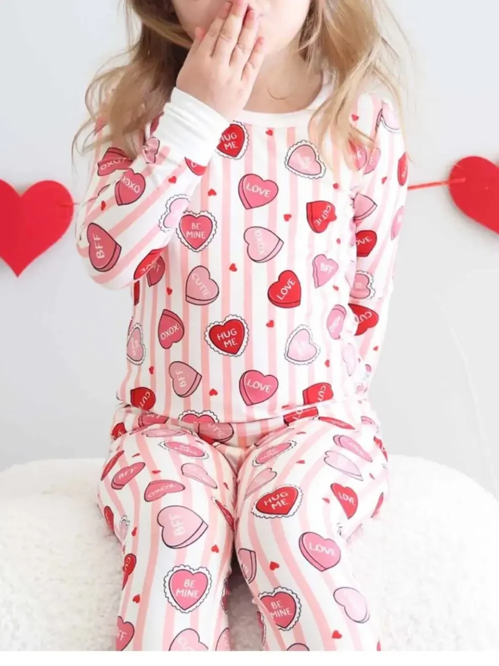 NWOT Caden Lane Heart Print Pajama Set Sz 2T